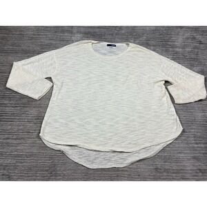 Basic Editions‎ Sweater Womens 3X Ivory Long Sleeve Acrylic Blend Semi Sheer